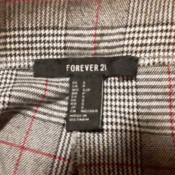 Forever 21 Women's size small grey/black plaid dress pants w/flat front - Picture 6 of 8